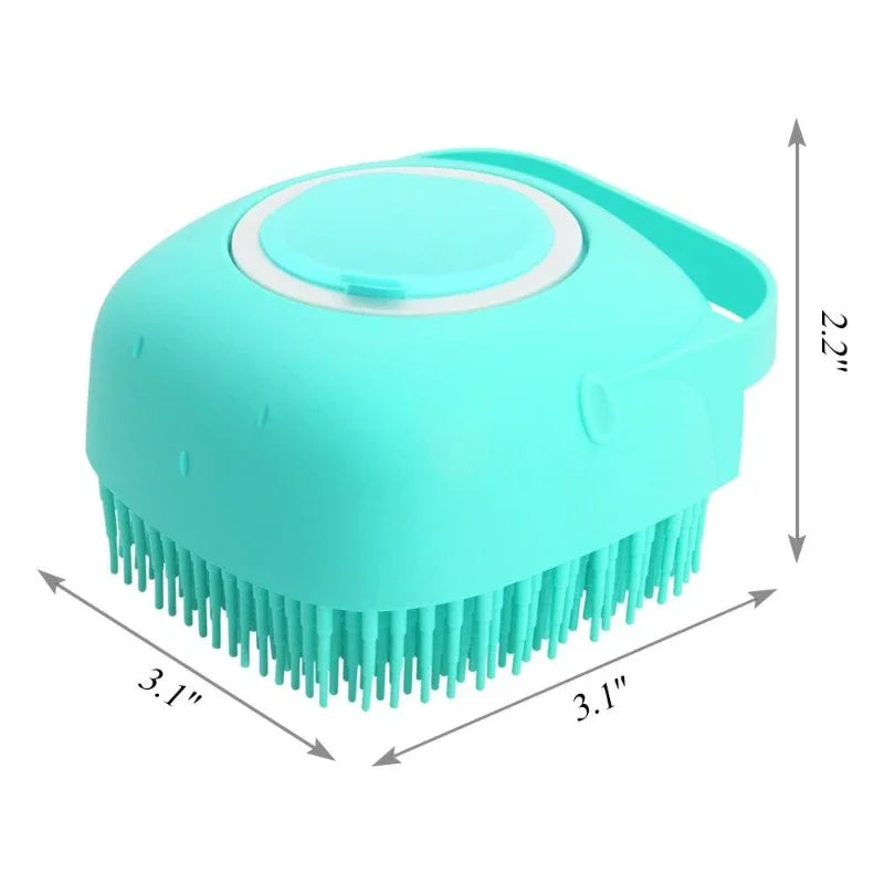 Escova de banho para pet e dispensador de shampoo Com design 2 em 1